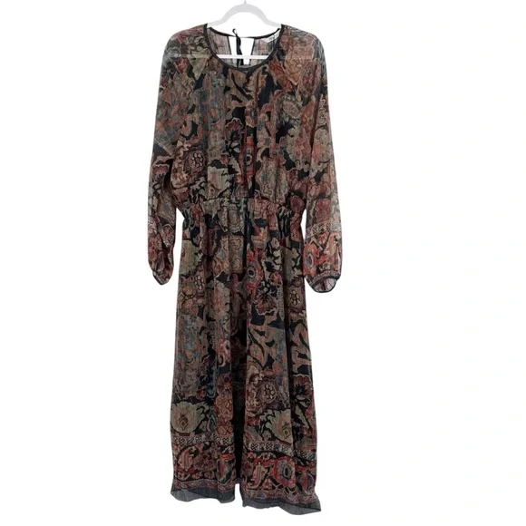 zara paisley midi dress ZARA WOMAN SS25 Paisley RUFFLED CHIFFON MIDI DRESS MULTICOLOR_3897/097_XS,M NEW
